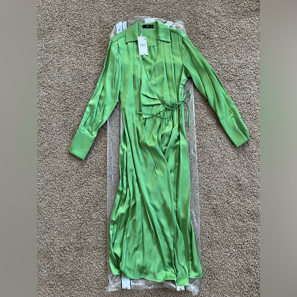 New Mango satin draped dress